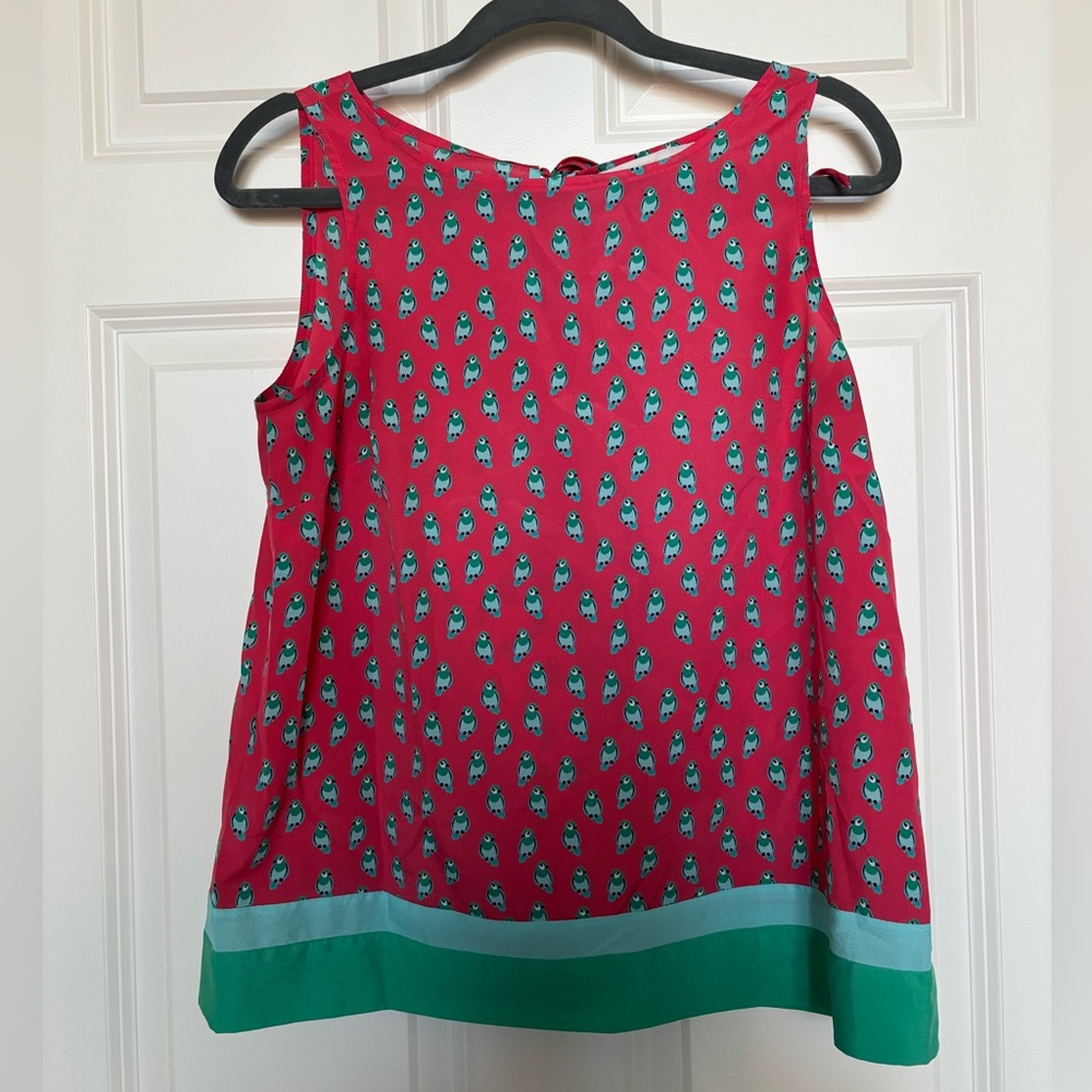 LOFT Pink with Aqua Bird Tank, Keyhole Back, Med P